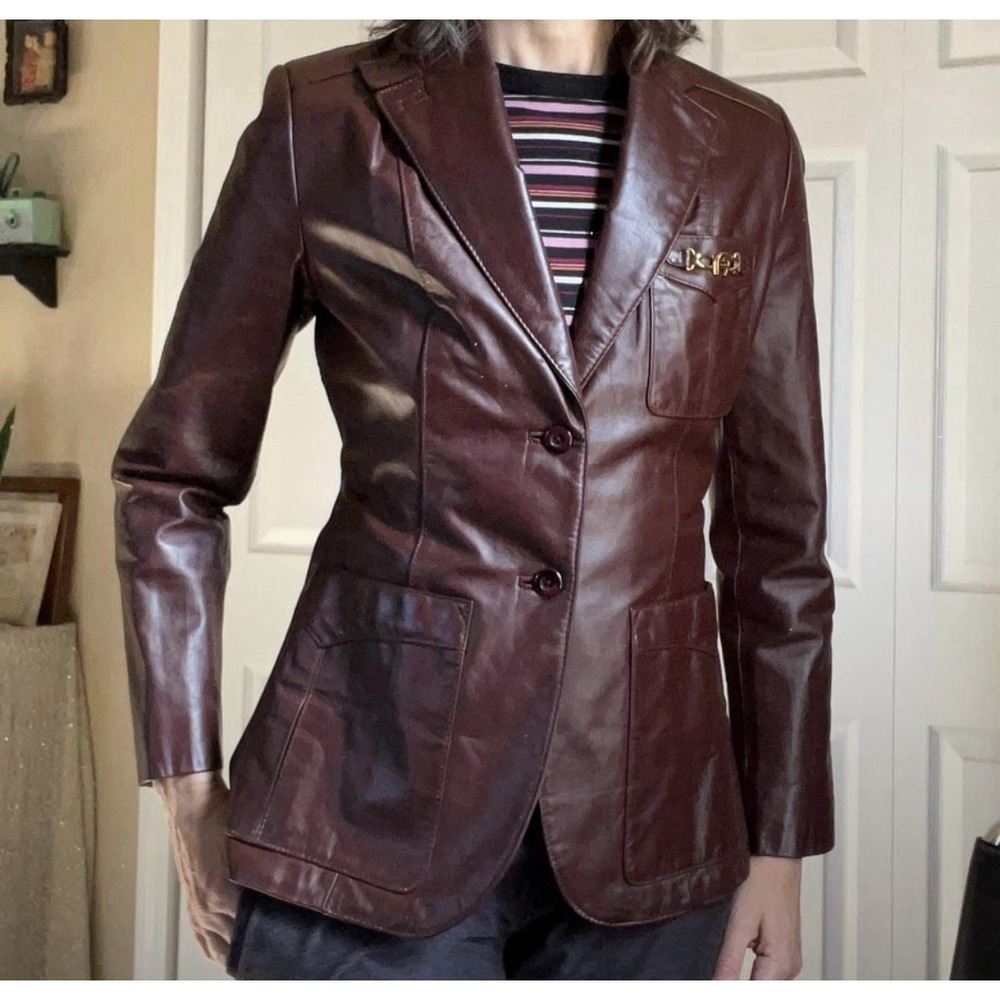 etienne aigner Vintage Leather Jacket Blazer Sz 12 Pics For Measurements EUC